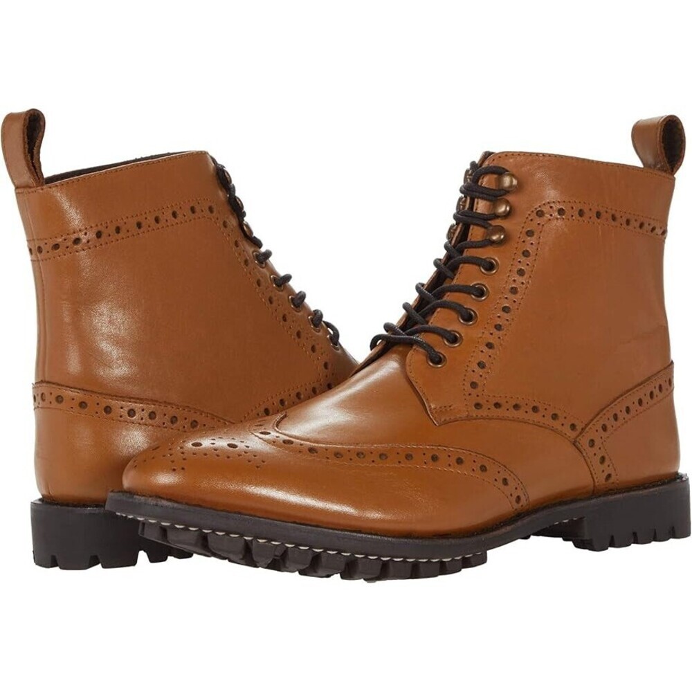 Anthony Veer Grant Boots Men's US 12 Brown Leather Wingtip Brogue Shoes ZPO2866